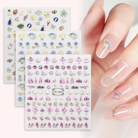 QIUTIMIY 3 Sheets Nail Art Stickers Decals Self-Adhesive 5D Embossed Nail Design Supplies Accessories(Spring Dance)