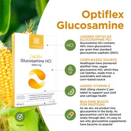 Healthspan Optiflex Glucosamine 1,000mg with Vitamin C | Joint Health | 40% More Glucosamine Per Gram | Sustainably Sourced | Vegan (320 Tablets)