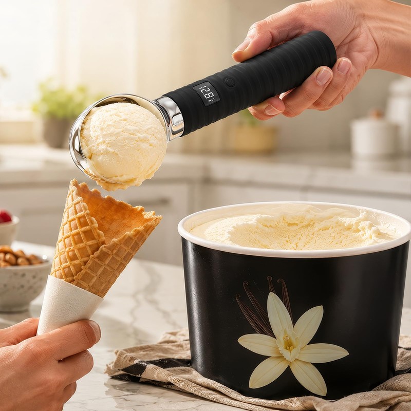 Dual Temperature Heated Ice Cream Scoop - 131/158°F for Ice