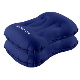 SUTAFOR Inflatable Pillow, Pack of 2, Ultralight Camping Pillow, 73 g, Travel Pillow, Inflatable Soft Beach Cushion, Air Cushion for Outdoor, Hiking, 41 x 28 cm, Blue