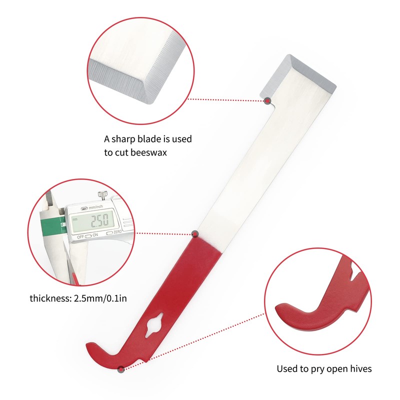 KINGLAKE 2 Pcs 304 Stainless Steel Bee Hive Tool Set