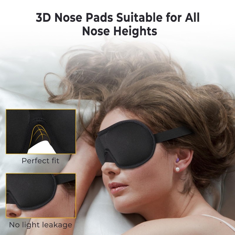 Brencco Sleep Mask 3D 2 Pairs Ear Plugs Sleep Mask