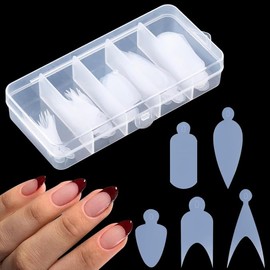 U-Shinein French Nail Form Sticker, Nail Extension Stencil, Recyclable Nail Stencils, Soft Nail Extension Stencil, Durable Extension Stencils for French Manicure, French Nail Stickers, 5 Types