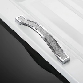 abcGoodefg Euro Modern Grind Arenaceous Rhinestone Crystal Cabinet Handle pulls Knobs, 4.5" Length (3.8" Hole Centers), Silver, Zinc Alloy, 10-Pack