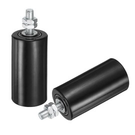 uxcell 2Pcs Slide Gate Guide Roller, 4" Nylon Rollers Gate Support Assembly, Universal Sealed Ball Bearing Rolling Gate Guider for Sliding Door, Black