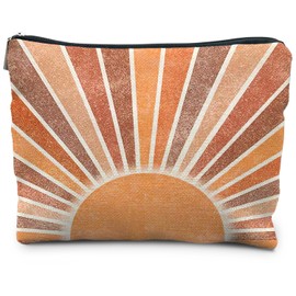 RYYCDOI Boho Makeup Bag, Vintage Boho Neutral Sun boho Cosmetic Bags for Women, Summer Makeup Bag, Beach Makeup Bag, Boho Gifts for Women