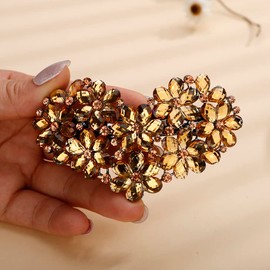 Jumwrit Rhinestone Hair Barrette Vintage Flower Hair Clip Shiny Love Heart Hairpin No Slip Ponytail Holder Slide Clip French Decorative Hair Accessories Wedding Hair Jewelry for Women Girls(Champagne)