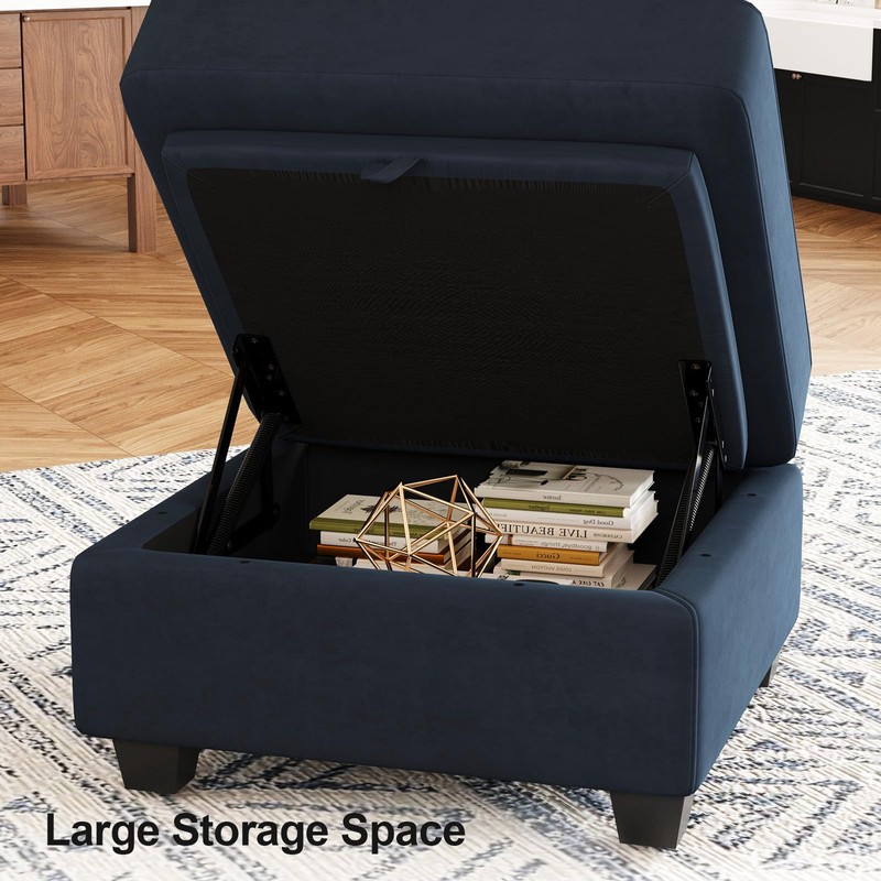 Belffin Modular Sofa Storage Ottoman Module for Velvet Piping Modular