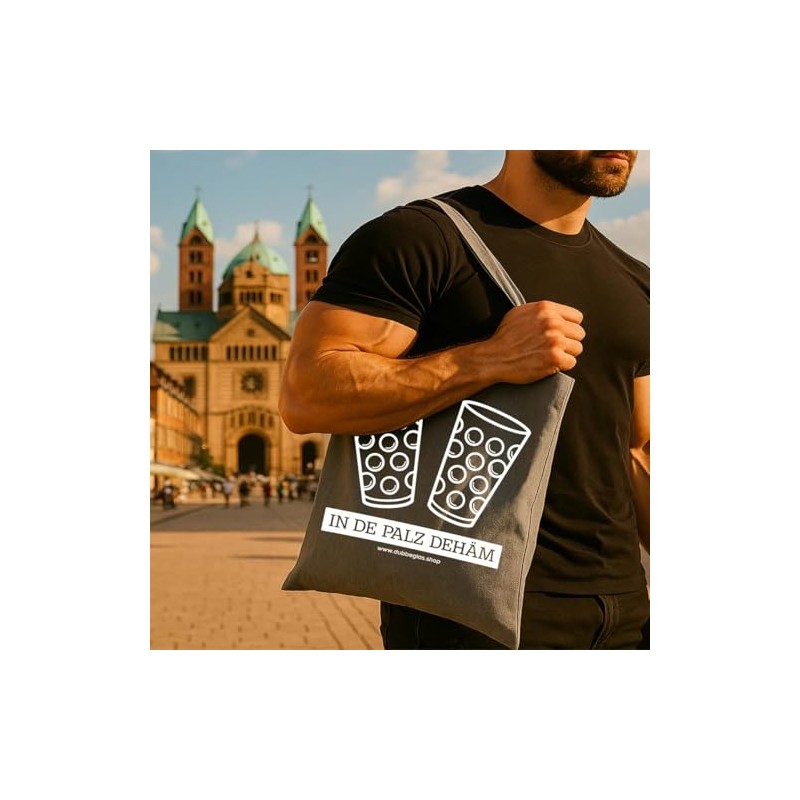 In de Palz dehäm & Dubbeglas Cotton Bag - Pfalz