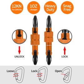 Locking Carabiner Clips Heavy Duty 12kN (2697 lbs)-Lightweight carabiners for Keys Hammocks,Swing,Locking Dog Leash and Harness, Camping,Outdoor and Gym etc,Hiking&Utilit ﻿
