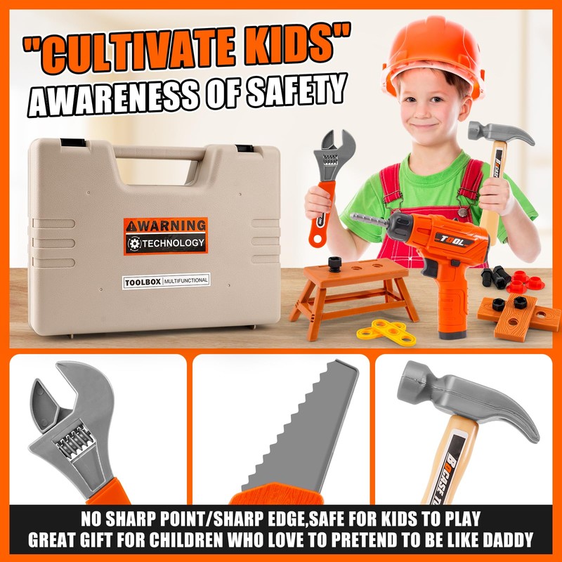 45Pcs Kids Tool Set with Electric Drill Toy and Portable