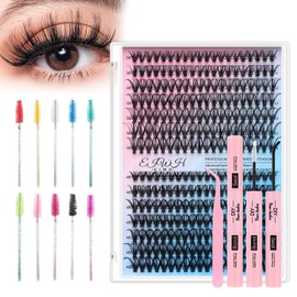 EIWH DIY Lash Extension Kit Volume Lash Clusters 30D+40D D Curl Individual 280 pcs Lashes Lash Clusters Kit Thick Eyelash Extension Kit Lash Bond Seal Lash Tweezers 10 pcs Eyelash brush (30D&40D KIT)
