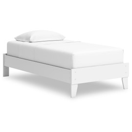 Signature Design by Ashley Hallityn Coastal Twin Platform Bed with Metal Slats, No Box Spring Needed, White