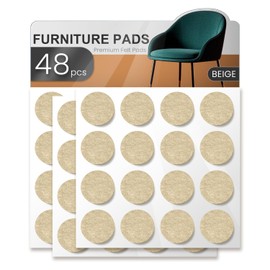 48 PCS Felt Furniture Pads, YOESSA Chair Leg Floor Protectors, Furniture Sliders for Hardwood Floors, Cabinet Bumpers, Anti Scratch, Reduce Noise(Beige)