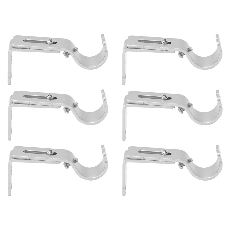 6PCS Curtain Rod Brackets Iron Adjustable Window Curtain Rod Support