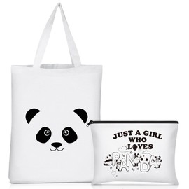 Eccliy 2 Pieces Panda Cosmetic Bag Makeup Zipper Pouch Bag Women Tote Who Loves Pandas for Birthday Christmas Day Gift