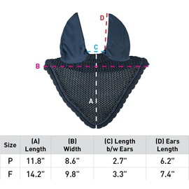 HORZE Horse Ear Net for Noise Reduction and Insect Protection with Cooling Mesh - Royal Blue - Horse