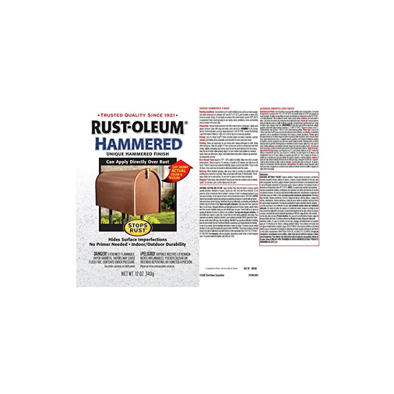 Rust-Oleum 7210502 Stops Rust Hammered Finish Paint, Quart, Gold