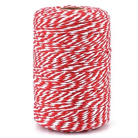 Cotton Bakers Twine,656 Feet 2MM Cotton String for Crafts,Gift Wrapping Twine,Arts & Crafts, Home Decor, Gift Packaging(Red and White)