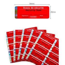 Pack of 50 – Safety Seal with Serial Number – 70 x 25 mm Red, Writeable – Safety Seal Quality Seal Guarantee Seal Security Labels Label