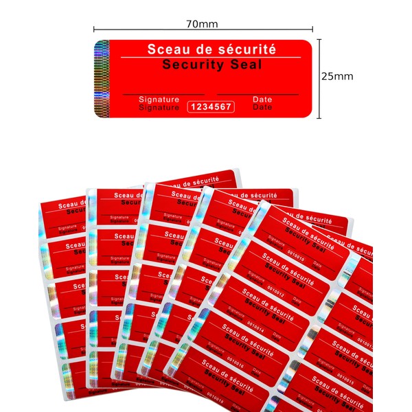 Pack of 50 – Safety Seal with Serial Number –