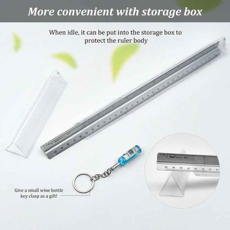 TONAUP Ruler, Aluminium Triangular Scale 30 cm, Triangular Various Scales