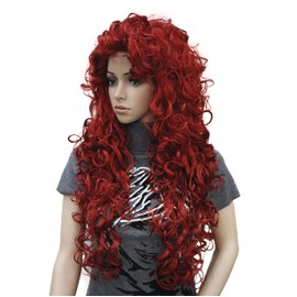 Lydell 28" Women Long Curly Wigs Soft Layered Hair Synthetic Full Wigs (137 Red)