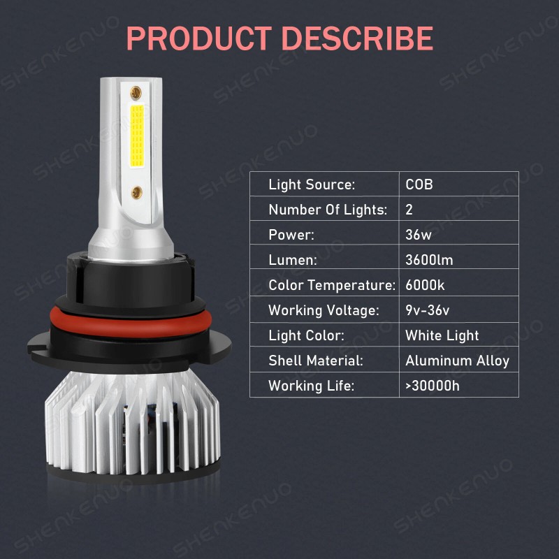 SHENKENUO 9007 HB5 LED Headlight Bulbs Conversion Kit High Low