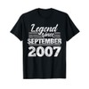 Legend Since September 2007 Birthday T-Shirt