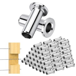 30 Pack 1/4" Cable Protector Sleeves T316 Stainless Steel Cable Railing Protective Sleeves, Suitable for Deck Cable Railings and Wood Posts, Ideal for DIY Balustrades