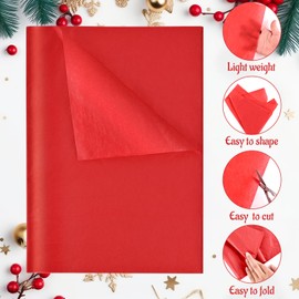 NACHLYNN 90 Sheets Christmas Tissue Paper 20 x 14 inches Baby Shower Red Wrapping Tissue Paper Bulk for Gift Bags Packaging Christmas Party Decor (Multicolor)