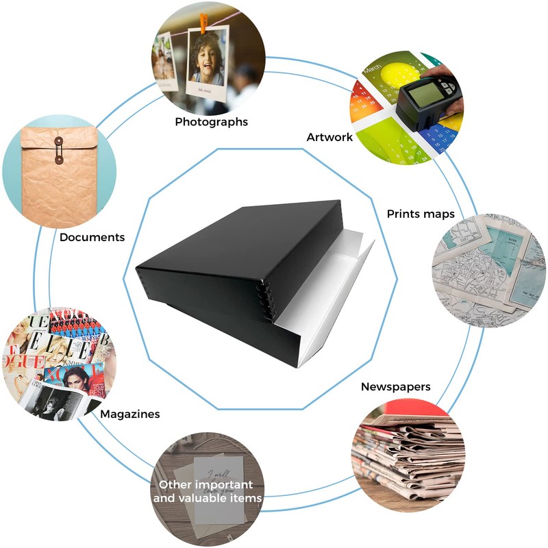 Lineco 11x14 Black Museum Archival Storage Box, Drop Front Design,