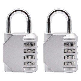 NUZAMAS Pack of 2 Heavy Duty Combiniation Padlock - 4 Wheels Combination Padlock - Alloy Steel for Corrosion Resistance - Weatherproof Keyless-Lock for Home, School & Garage Locker-Silver