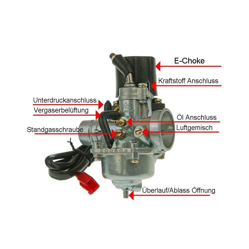 2EXTREME Standard 16 mm Carburettor with Choke Compatible with Malaguti