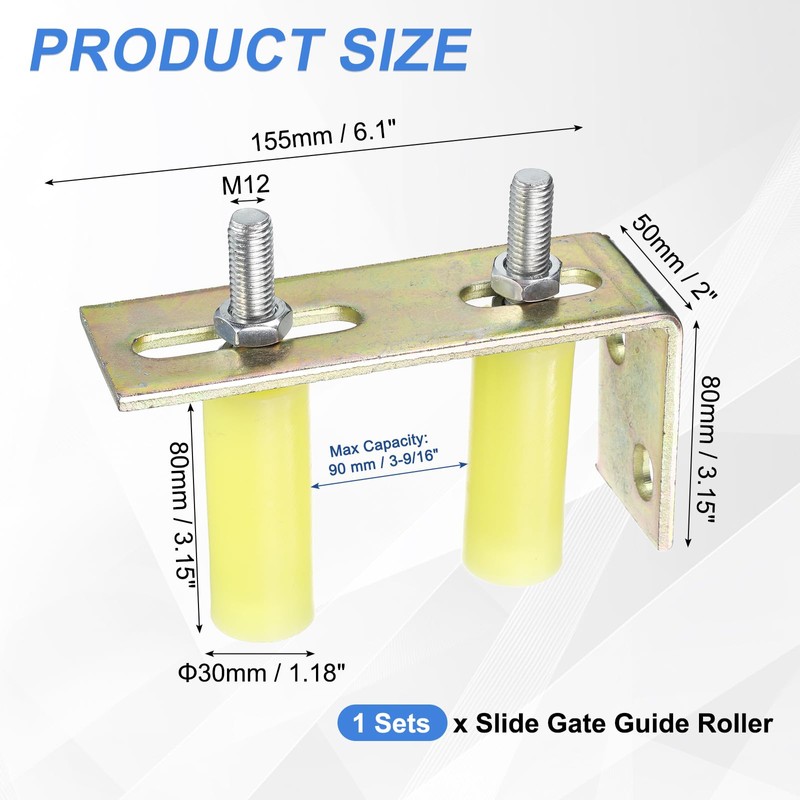 sourcing map 2Pcs Slide Gate Guide Roller, 3" Nylon Rollers