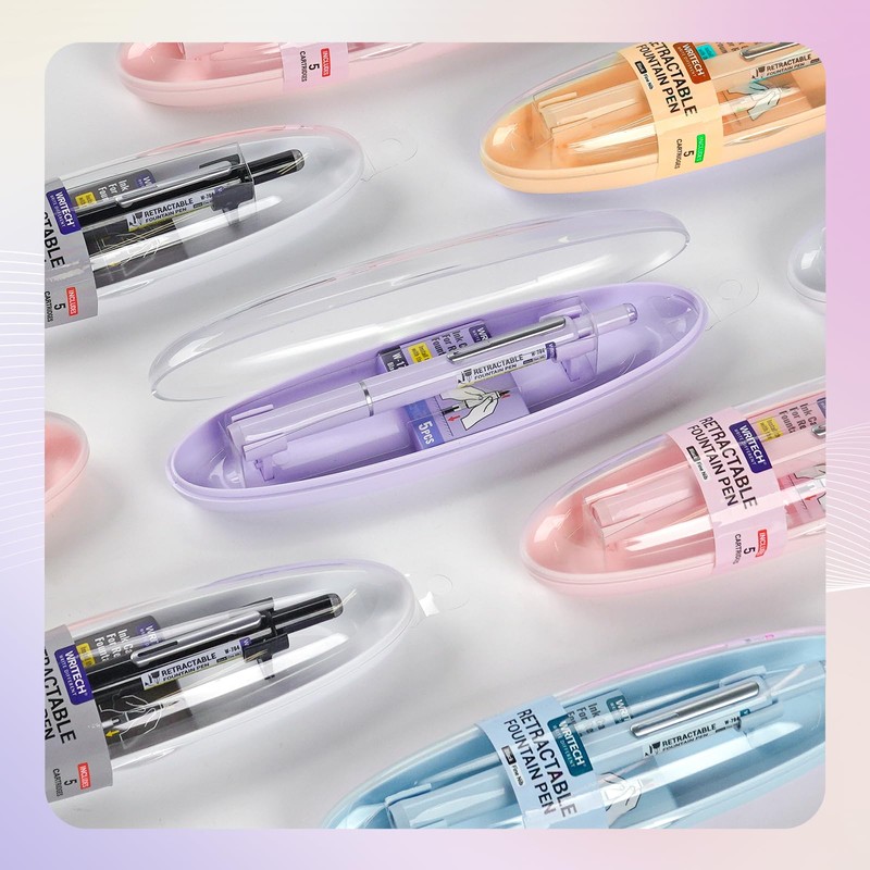 WRITECH Fountain Pen Fine Nib: Black Ink Retractable Pen Set