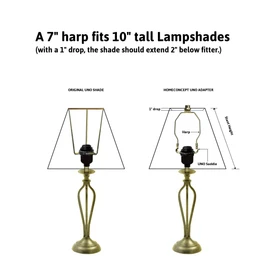 SLIP UNO Adapter Converts your 10" high Lampshade to fit on SLIP UNO Lamp Base (1 7/16" opening) - 7"h