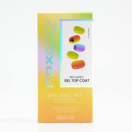Foxology Vegan And Cruelty Free Semi Cured Gel Nail Strip Kit Includes 30 Nail Strips, Alcohol Free Nourishing Prep Pad, A Gel Top Coat, A Wooden Cuticle Stick, Nail File - COTTON CANDY