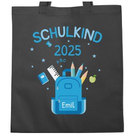 Baumwolltasche - Turnbeutel - Schulkind 2025 Geschenk Schulanfang Geschenke Einschulung Geschenk Schulkind I - Unisize - Dunkelgrau - schultasche erste klasse schulanfänger 2024 beutel