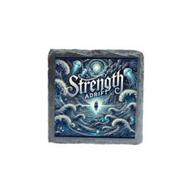 Strength Adrift Slate Coaster with Ocean Waves and Jellyfish Artwork (slco-kf25-6010)