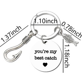 You’re My Best Catch Keychain for Girlfriend Boyfriend Chrisrtmas Gifts for Husband Wife Anniversary Birthday Gifts for Women Men Couples Fishing Lover Gifts Fishing Hook Keychains for Girl Boy