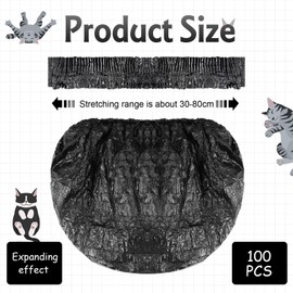 Honoson 100 Pcs Elastic Band Trash Bags Compatible with Popur X5 Self Cleaning Litter Box Litter Home Trash Bags for Cat Kitty, Black