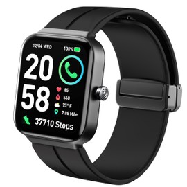 IDW15 Smart Watch Bands, 19mm Silicone Magnetic Buckle Replacement Straps Compatible for Fitpolo IDW15 1.8" Smart Watch / GAXIWILO, Parsonver, TMHAI, WMK, Quican, VERYFIT, Aeac IDW15 Watch (Black)