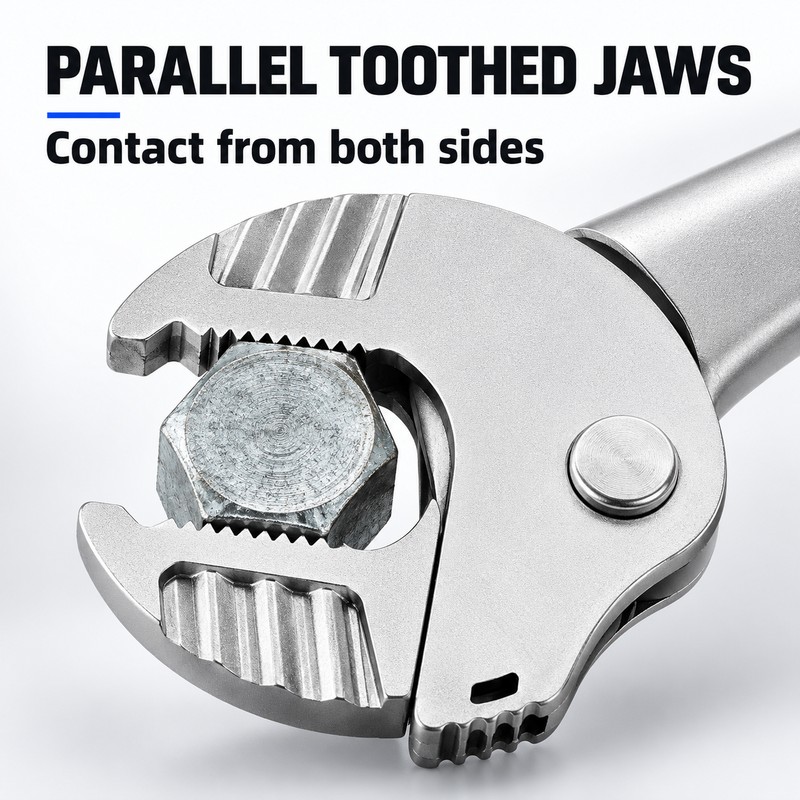 7-10mm Self-Adjusting Ratchet Wrench with Crab Claw Jaw and 30°