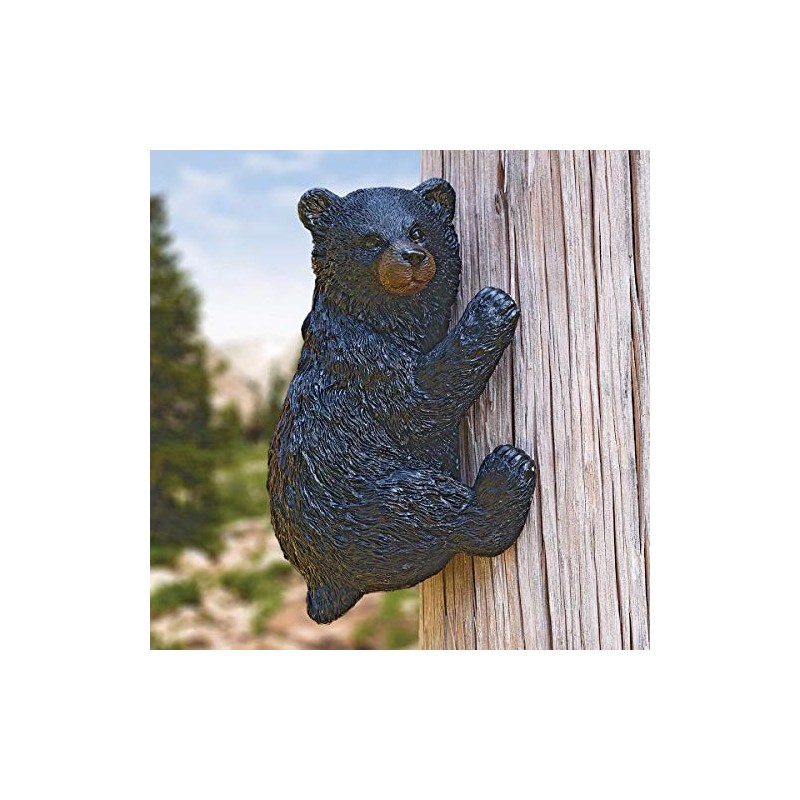 Black Forest Décor Climbing Bear Tree/Post Wall Hanging Sculpture