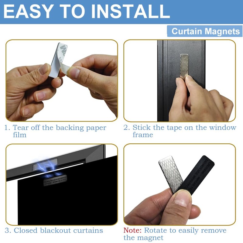 Curtain Magnets Closure- 10 Pair Magnetic Curtain Clips with Adhesive