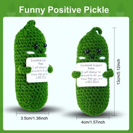 DHOEM Funny Emotional Support Pickle,3 inch Mini Positive Crochet Animals Stress Pickle with Unique Card for Cheer Up Birthday Gifts for Women,Cute St Patricks Day Doll Friend Gifts(Emotional Pickle)