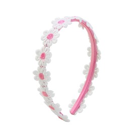 Totelux Pink Flower Headband for Girls Embroidery Daisy Hair Bands Spring Floral Hair Accessories for Women Birthday Party Supplies