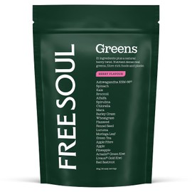 Free Soul Greens | 21 Advanced Greens, Superfoods, and Adaptogens Including KSM-66 Ashwagandha, Vegan & Gluten-Free, Advanced Natural Formula | UK Made | 30 Servings | Berry Flavour