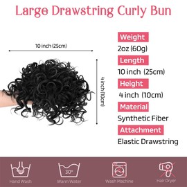 Traziewell Hair Pieces for Women Clip in Short Curly Afro Puff Drawstring Ponytail Hair Updo Wrap Synthetic Hair Bun Extension Hairpieces Hair Extensions, 0835